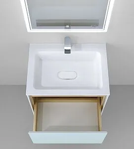 Тумба под умывальник подвесная Jorno Glass 65 белый/дуб сонома Gla.01.62/P/W, 3