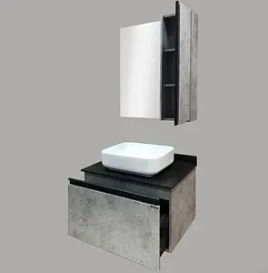 Шкаф-зеркало Comforty Эдинбург 75 бетон светлый 00004149063CF, 3