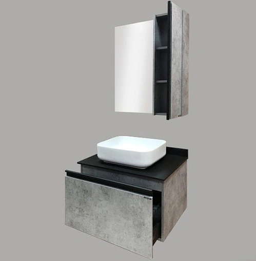 Шкаф-зеркало Comforty Эдинбург 75 бетон светлый 00004149063CF