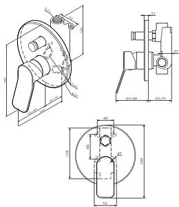 Смеситель для душа скрытого монтажа Am.Pm X-Joy хром F85A45000 Смеситель для душа скрытого монтажа Am.Pm X-Joy хром F85A45000, 2