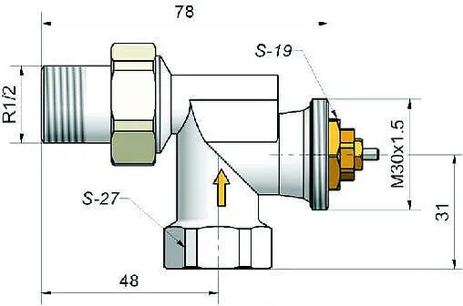 Комплект вентилей терморегулирующих осевых ½" в/н Schlosser Standard Mini инд.заказ по RAL 602200126 Ral