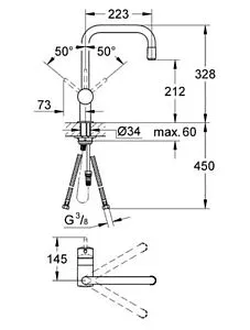 Смеситель для кухни с выдвижным изливом Grohe Minta хром матовый 32067DC0 Смеситель для кухни с выдвижным изливом Grohe Minta хром матовый 32067DC0, 2