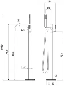 Смеситель для ванны напольный Swedbe Spira хром 4001 Смеситель для ванны напольный Swedbe Spira хром 4001, 2