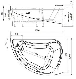 Ванна акриловая Radomir Альбена 168х120 R 1-01-0-2-1-015, 2