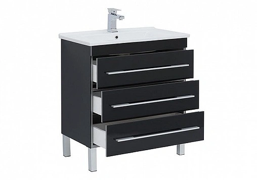 Тумба под умывальник напольная Aquanet Верона N 75 чёрный 00186288