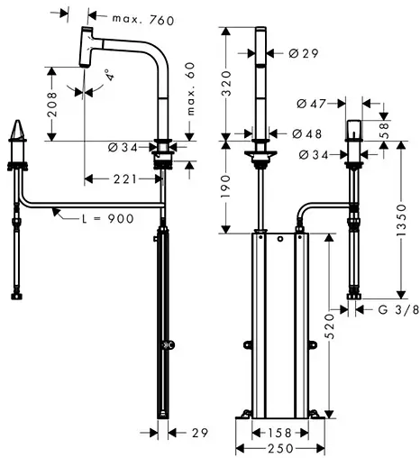 Мойка кухонная с встроенным смесителем Hansgrohe C51-F450-06 56x51 черный 43217000
