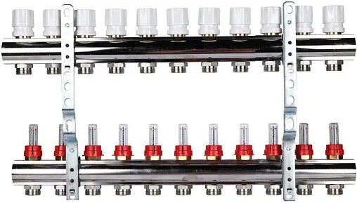 Группа коллекторная с расходомерами 11 отводов 1&quot;в/в x ¾&quot;ек Luxor CD 473M/11 15652711MN