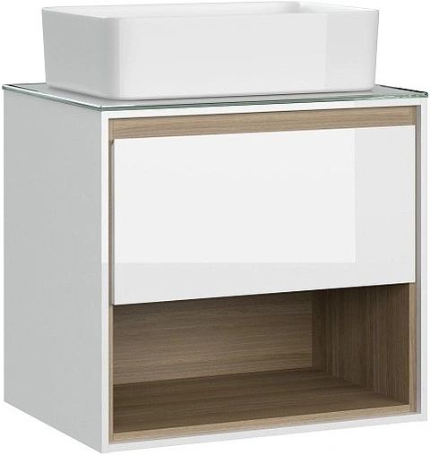 Тумба-умывальник подвесная Cersanit Louna 60 белый/дуб Эврика SP-SZ-LOU60-BL/Wh+