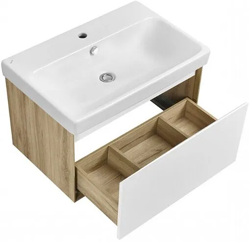 Тумба под умывальник подвесная Aquaton Либерти 70 белый/дуб эльвезия 1A279801LYC70
