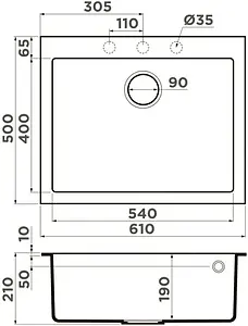 Мойка кухонная Omoikiri Bosen 61-BL черный 4991209, 2