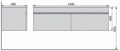 Тумба-умывальник подвесная Raval Twins (Pulsus) 140 белый Pul.01.140/P/W+Pul.08.140/W