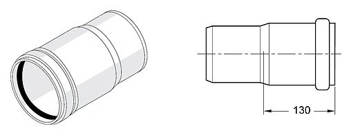 Патрубок компенсационный внутренний бесшумный D=110мм Rehau Raupiano Plus 11215941001