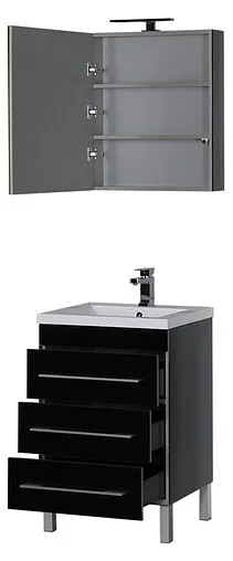 Шкаф-зеркало Aquanet Верона 58 L чёрный 00175384