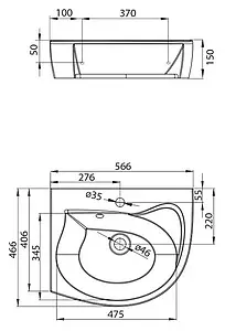 Раковина Ravak Rosa 56 L белый XJ2L1100000 Раковина Ravak Rosa 56 L белый XJ2L1100000, 2