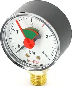 Манометр радиальный Uni-fitt 50мм 4 бар ¼&quot; 304D1020, 3