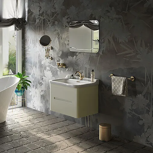 Тумба-умывальник Kerasan Waldorf 80 bi vaniglia matt 925630+4141K1bi/cr*1