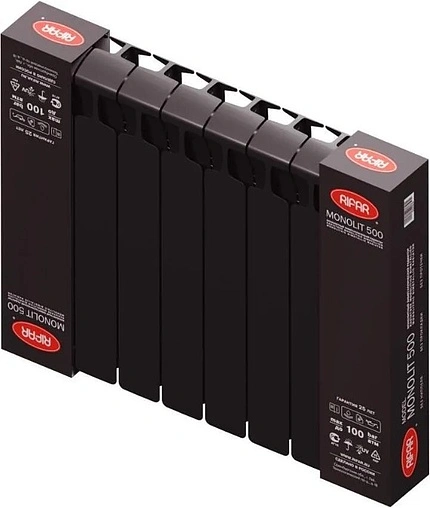 Радиатор биметаллический 8 секций Rifar Monolit 500 черный RM50008 ant Радиатор биметаллический 8 секций Rifar Monolit 500 черный RM50008 ant