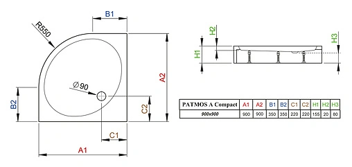 Поддон для душа Radaway Patmos A900 compact 4S99155-05
