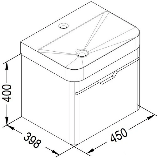 Тумба-умывальник подвесная ISVEA Fonte 48 серый 21SQS004049I+10SQ50048SV Тумба-умывальник подвесная ISVEA Fonte 48 серый 21SQS004049I+10SQ50048SV