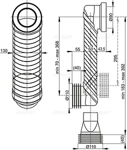 Патрубок для унитаза эксцентриковый AlcaPlast 70 - 368мм MS906 Патрубок для унитаза эксцентриковый AlcaPlast 70 - 368мм MS906, 2