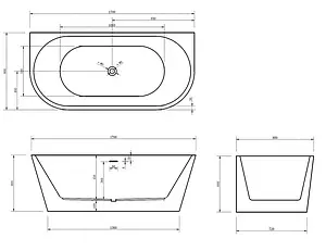 Ванна акриловая Abber 170x80 белый/панель Blue AB9216-1.7DB, 2