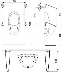 Перегородка для писсуара Laufen Rion белый 8.4760.0.000.000.1, 2