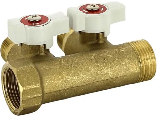 Коллектор запорный проходной 2 отвода ¾&quot;в/н x ½&quot;н Uni-fitt 420G3220