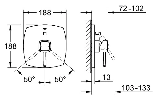 Смеситель для ванны скрытого монтажа Grohe Grandera хром 19920000