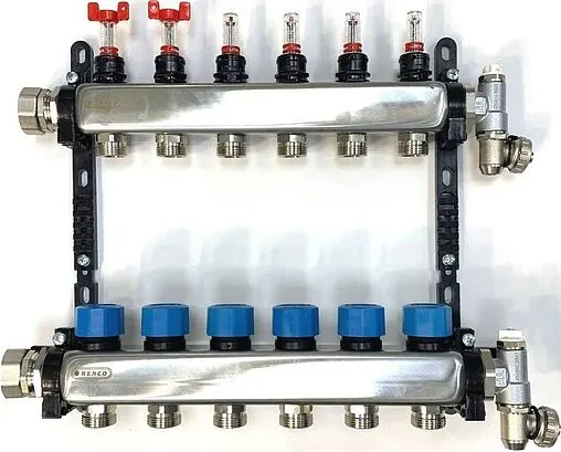 Группа коллекторная с расходомерами 6 отводов 1&quot;в/н x ¾&quot;ек Henco UFH-0605MDSS06