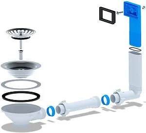Выпуск с корзиной для мойки с прямоугольным переливом Ани Пласт хром N305 Выпуск с корзиной для мойки с прямоугольным переливом Ани Пласт хром N305, 3