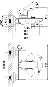 Смеситель для ванны D&K Rhein Mosel хром DA1263201, 2