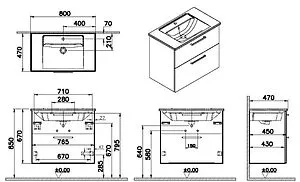 Тумба-умывальник подвесная VitrA Root 80 белый 66306, 2