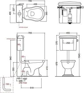 Унитаз со средним бачком Kerasan Retro белый 101001+107201+ Унитаз со средним бачком Kerasan Retro белый 101001+107201+, 2