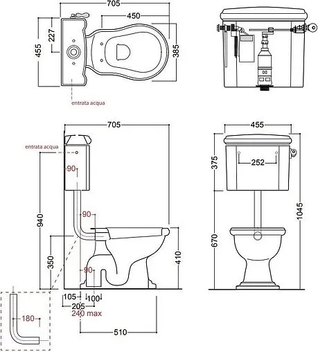 Унитаз со средним бачком Kerasan Retro белый 101001+107201+