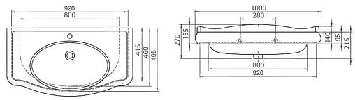 Раковина CeraStyle Виктория 100 белый 030400-u-01