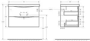 Тумба под умывальник подвесная BelBagno MARINO 75 Rovere Nature MARINO-750-2C-SO-RN-P, 2