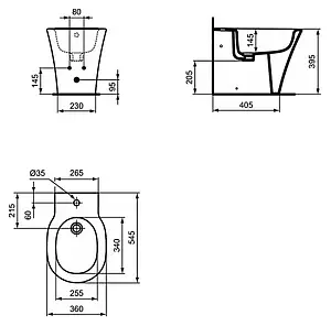 Биде напольное Ideal Standard Connect Air белый E018001 Биде напольное Ideal Standard Connect Air белый E018001, 2