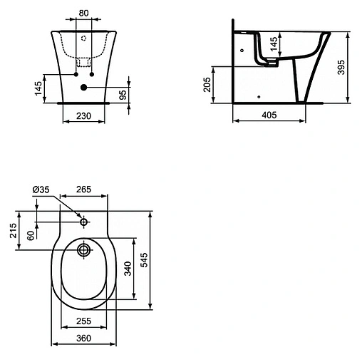 Биде напольное Ideal Standard Connect Air белый E018001 Биде напольное Ideal Standard Connect Air белый E018001