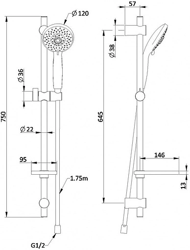 Душевая стойка Swedbe Calypso хром 5012