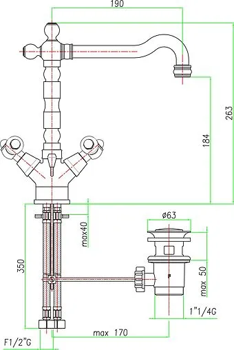 Смеситель для раковины Fiore Coloniale бронза/белый 02ZZ0625