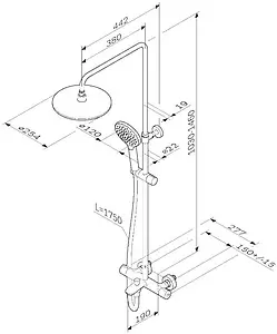 Душевая система с термостатом для ванны Am.Pm Like хром F0780564 Душевая система с термостатом для ванны Am.Pm Like хром F0780564, 2
