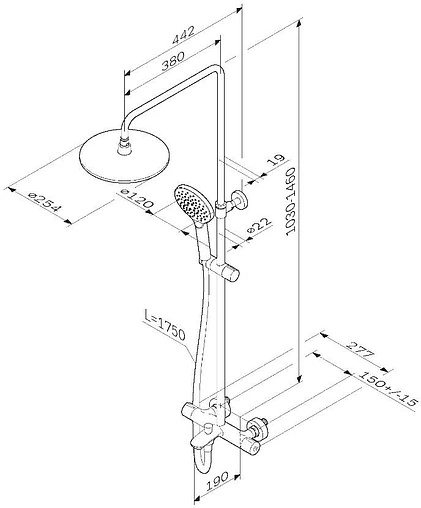 Душевая система с термостатом для ванны Am.Pm Like хром F0780564
