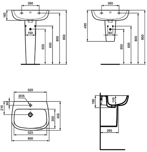 Раковина Ideal Standard Esedra 60 белый T279801