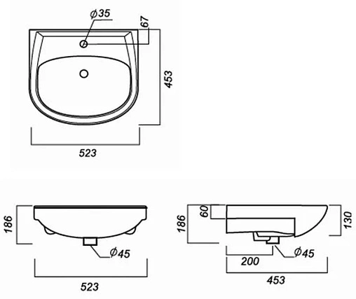Раковина Sanita Аттика 50 белый WB.FN/Attica/50-C/WHT.G/S1