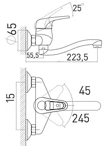 Смеситель для кухни настенный Gross Aqua Optima хром 4548511-20S, 2