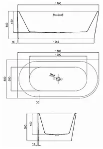 Ванна акриловая отдельностоящая Comforty 170х80 L BA117WL Ванна акриловая отдельностоящая Comforty 170х80 L BA117WL, 2
