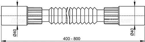 Слив гофрированный AlcaPlast 40x40мм L=400-800мм A71 Слив гофрированный AlcaPlast 40x40мм L=400-800мм A71