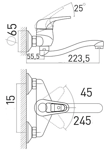 Смеситель для кухни настенный Gross Aqua Optima хром 4548511-20S
