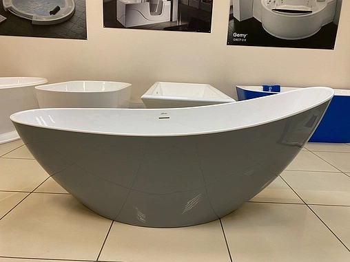 Ванна акриловая отдельностоящая Abber 184x79 белый/панель Grey AB9233G