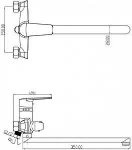 Смеситель для ванны с длинным изливом Swedbe Mars хром 1750 Смеситель для ванны с длинным изливом Swedbe Mars хром 1750, 2